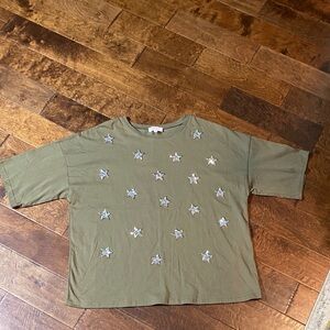 Olive Green Star-Patterned Shirt